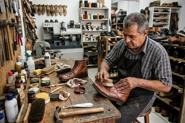 Calçados bem cuidados e conservados, prontos para uso.